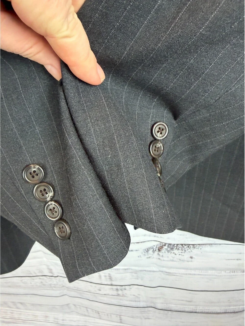 RALPH LAUREN RALPH gray striped wool lycra mens jacket blazer 46R
